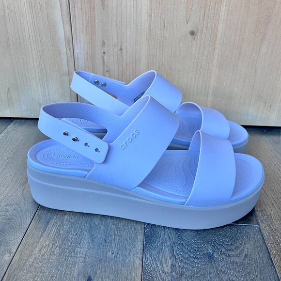 Crocs Brooklyn Low Wedge Platform Sandals Lavender Size 11 Comfort Slide - Picture 6 of 6